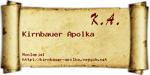 Kirnbauer Apolka névjegykártya